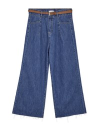Casual Diagonal Denim Jeans Flare Pants (With belt)