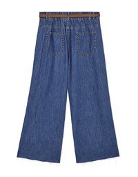 Casual Diagonal Denim Jeans Flare Pants (With belt)