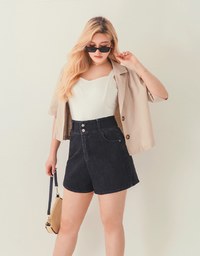 【Den!m LITE】Denim SHORTS Cooling Fabric Jeans Shorts Extra High Waisted No Filter