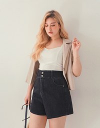 【Den!m LITE】Denim SHORTS Cooling Fabric Jeans Shorts Extra High Waisted No Filter