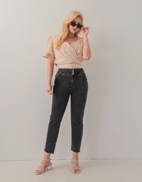 High Waisted Buttoned Skinny Denim Jeans Pants