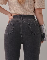 High Waisted Buttoned Skinny Denim Jeans Pants