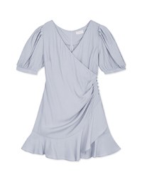 Asymmetrical Ruched Frill Hem Mini Dress