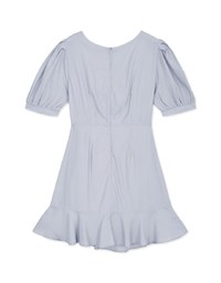 Asymmetrical Ruched Frill Hem Mini Dress