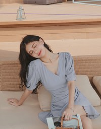 Asymmetrical Ruched Frill Hem Mini Dress