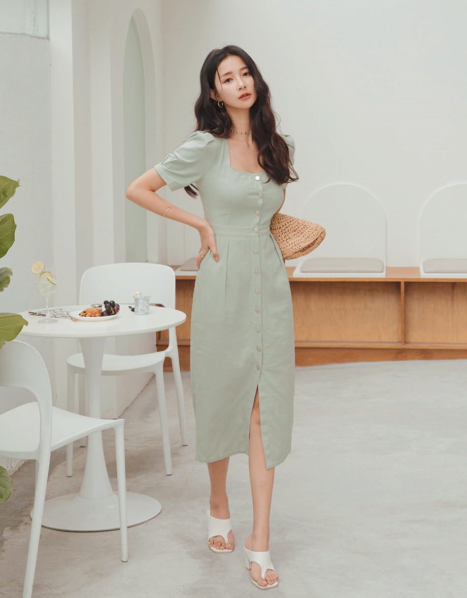 Edgy Smart Buttoned Overlap Midi Dress