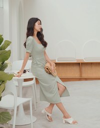 Edgy Smart Buttoned Overlap Midi Dress