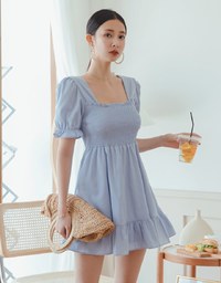 Sweet Sultry Puff Sleeve Flare Mini Dress