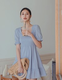 Sweet Sultry Puff Sleeve Flare Mini Dress