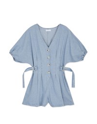 Button-Front Slimming Denim Jeans Playsuit
