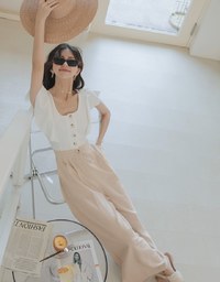 Frill Sleeves Hollowed-Back Jumpsuit