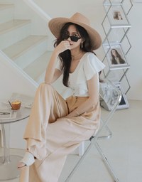Frill Sleeves Hollowed-Back Jumpsuit