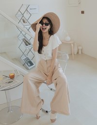 Frill Sleeves Hollowed-Back Jumpsuit