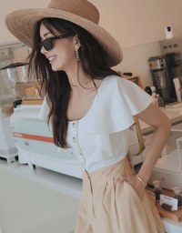 Frill Sleeves Hollowed-Back Jumpsuit