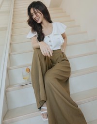 Frill Sleeves Hollowed-Back Jumpsuit
