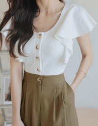 Frill Sleeves Hollowed-Back Jumpsuit