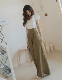 Frill Sleeves Hollowed-Back Jumpsuit
