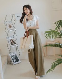 Frill Sleeves Hollowed-Back Jumpsuit