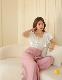 Frill Sleeves Hollowed-Back Jumpsuit