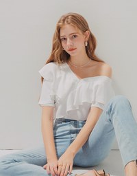 Frilly Fluttery One-Shoulder Top