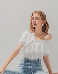Frilly Fluttery One-Shoulder Top