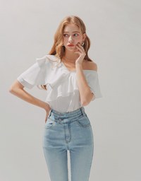 Frilly Fluttery One-Shoulder Top