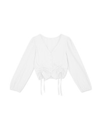 Simple Plain Dual-Drawstring Buttoned Top
