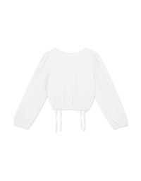 Simple Plain Dual-Drawstring Buttoned Top