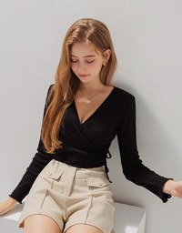 Finest Crossover Tie-Side Lettuce-Hem Top
