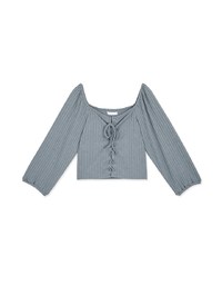 Square Neck Cross Tie Embossed Top
