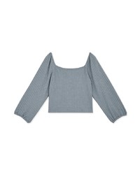 Square Neck Cross Tie Embossed Top
