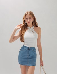 Qipao TOP Embossed Cheongsam Halter Neck Vest Cami Tank Top