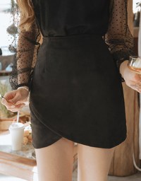 Overlapping Suede Skirt