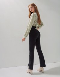 Edgy Chic Side-Slit Slim Fit Denim Jeans Pants