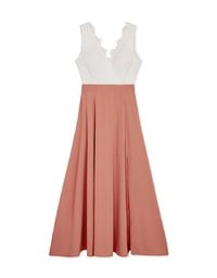 Embroidered Lace Trim Splice Maxi Dress