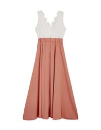 Embroidered Lace Trim Splice Maxi Dress
