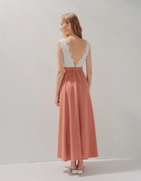 Embroidered Lace Trim Splice Maxi Dress