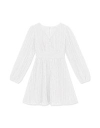 Soigné Feather Trim Buttoned Mini Dress