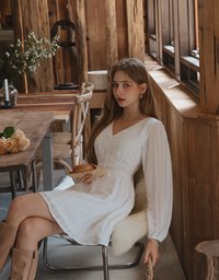 Soigné Feather Trim Buttoned Mini Dress