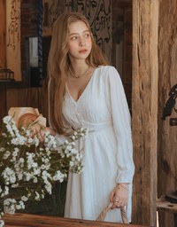 Soigné Feather Trim Buttoned Mini Dress