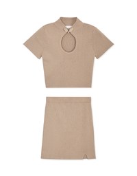 Qipao SET WEAR Minimal Chic Knit Cheongsam Top + Skirt Set Wear