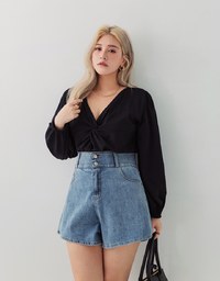 Minimal Chic Front-Knot Puffy Top