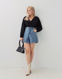 Minimal Chic Front-Knot Puffy Top