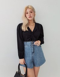 Minimal Chic Front-Knot Puffy Top