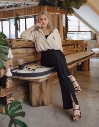 2Way Hype Military-Inspired Tie-Waist Crop Blouse Shirt