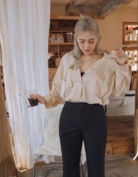 2Way Hype Military-Inspired Tie-Waist Crop Blouse Shirt