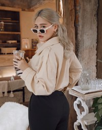 2Way Hype Military-Inspired Tie-Waist Crop Blouse Shirt