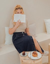 A-Line Buttoned Demin Midi Skirt