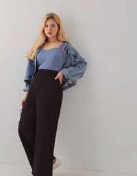 360° High Waisted Pleated Suit Straight-Leg Pants