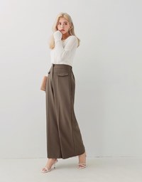 Minimal Chic Pleated Loose Suit Flare Pants